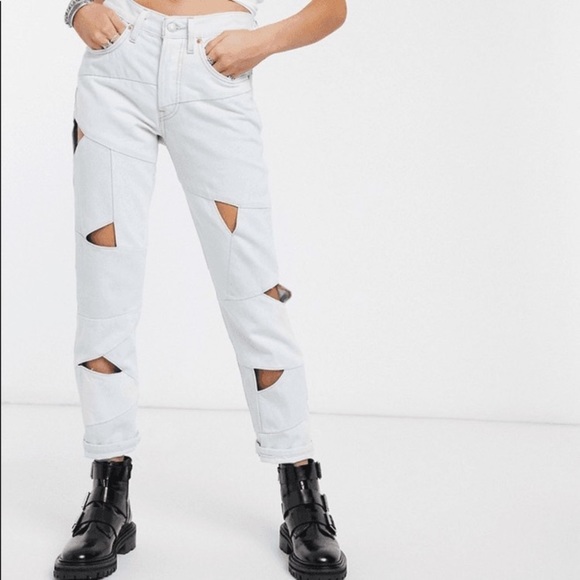 Levi's Denim - Levi’s 501 cutout pieced cropped denim jeans NWT